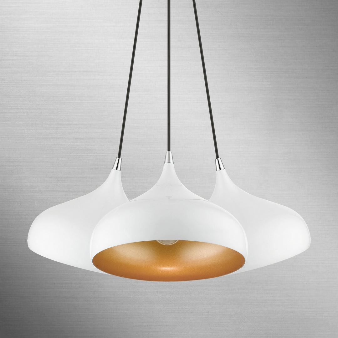 Livex Amador 41053-69 Pendant Light - Shiny White w/ Polished Chromes