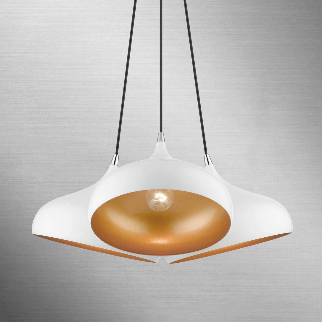 Livex Amador 41053-69 Pendant Light - Shiny White w/ Polished Chromes