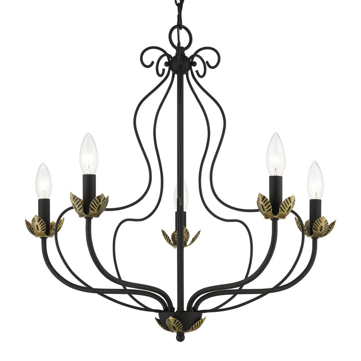Livex Katarina 42905-04 Chandelier Light - Black w/ Antique Brasss