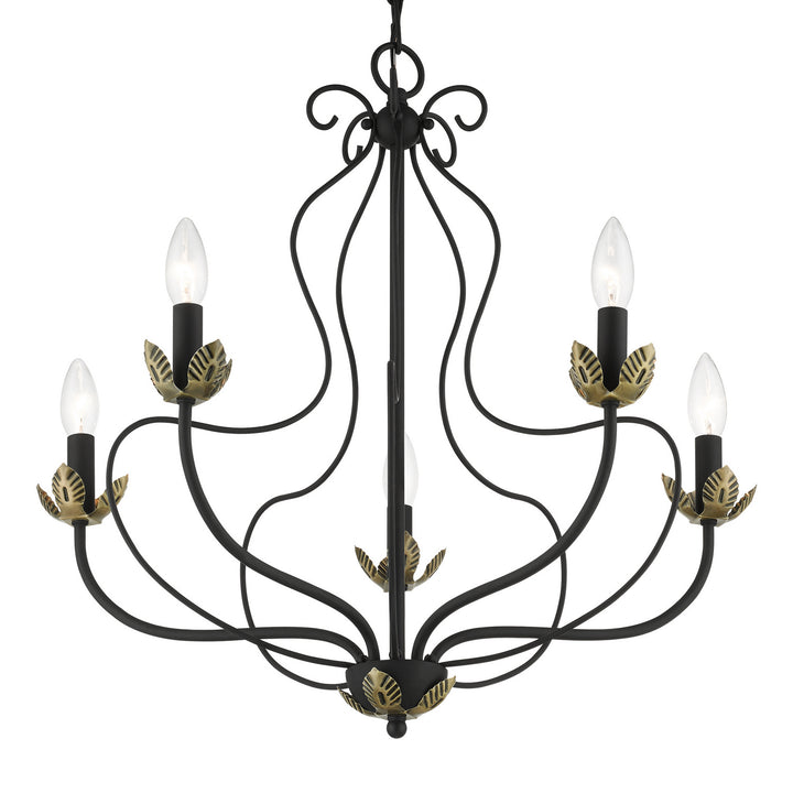 Livex Katarina 42905-04 Chandelier Light - Black w/ Antique Brasss