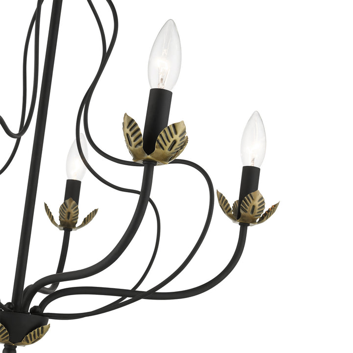 Livex Katarina 42905-04 Chandelier Light - Black w/ Antique Brasss