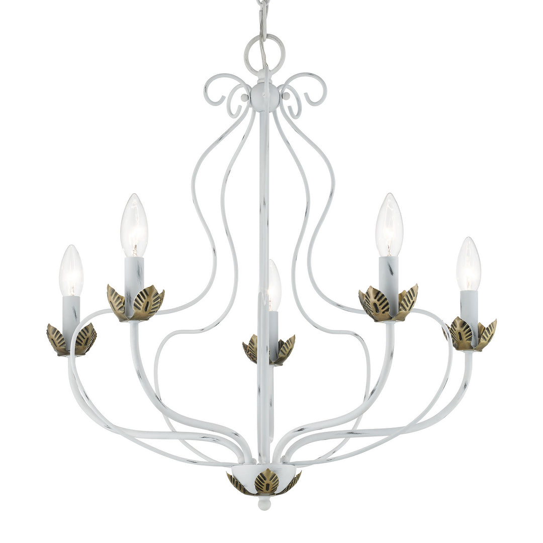 Livex Katarina 42905-60 Chandelier Light - Antique White w/ Antique Brasss