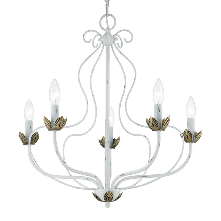 Livex Katarina 42905-60 Chandelier Light - Antique White w/ Antique Brasss