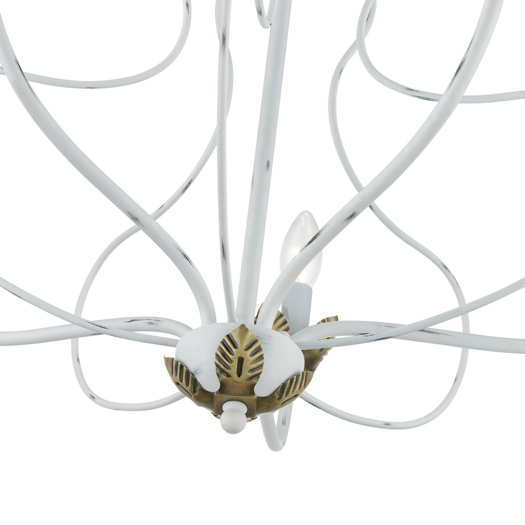Livex Katarina 42905-60 Chandelier Light - Antique White w/ Antique Brasss
