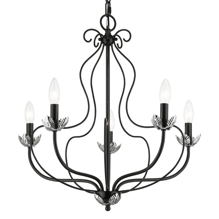 Livex Katarina 42905-68 Chandelier Light - Shiny Black w/ Polished Chromes