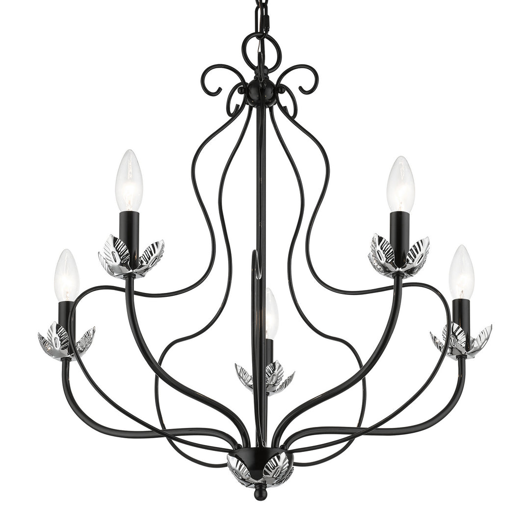 Livex Katarina 42905-68 Chandelier Light - Shiny Black w/ Polished Chromes