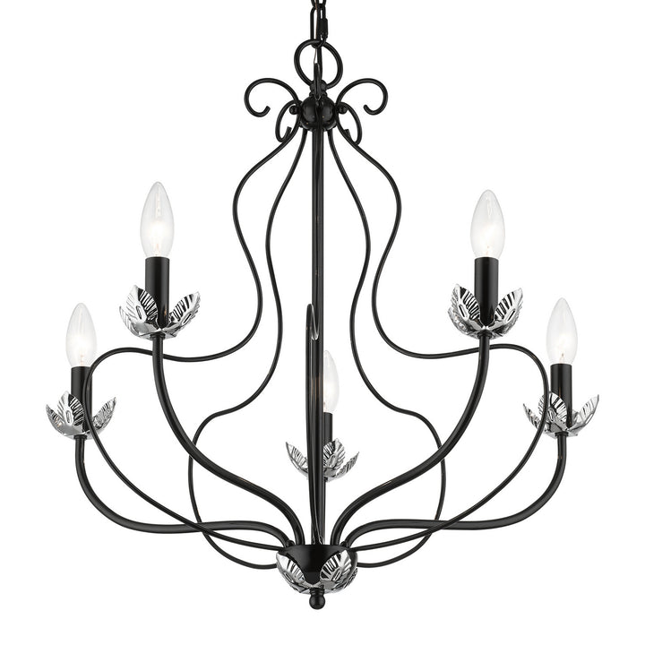 Livex Katarina 42905-68 Chandelier Light - Shiny Black w/ Polished Chromes