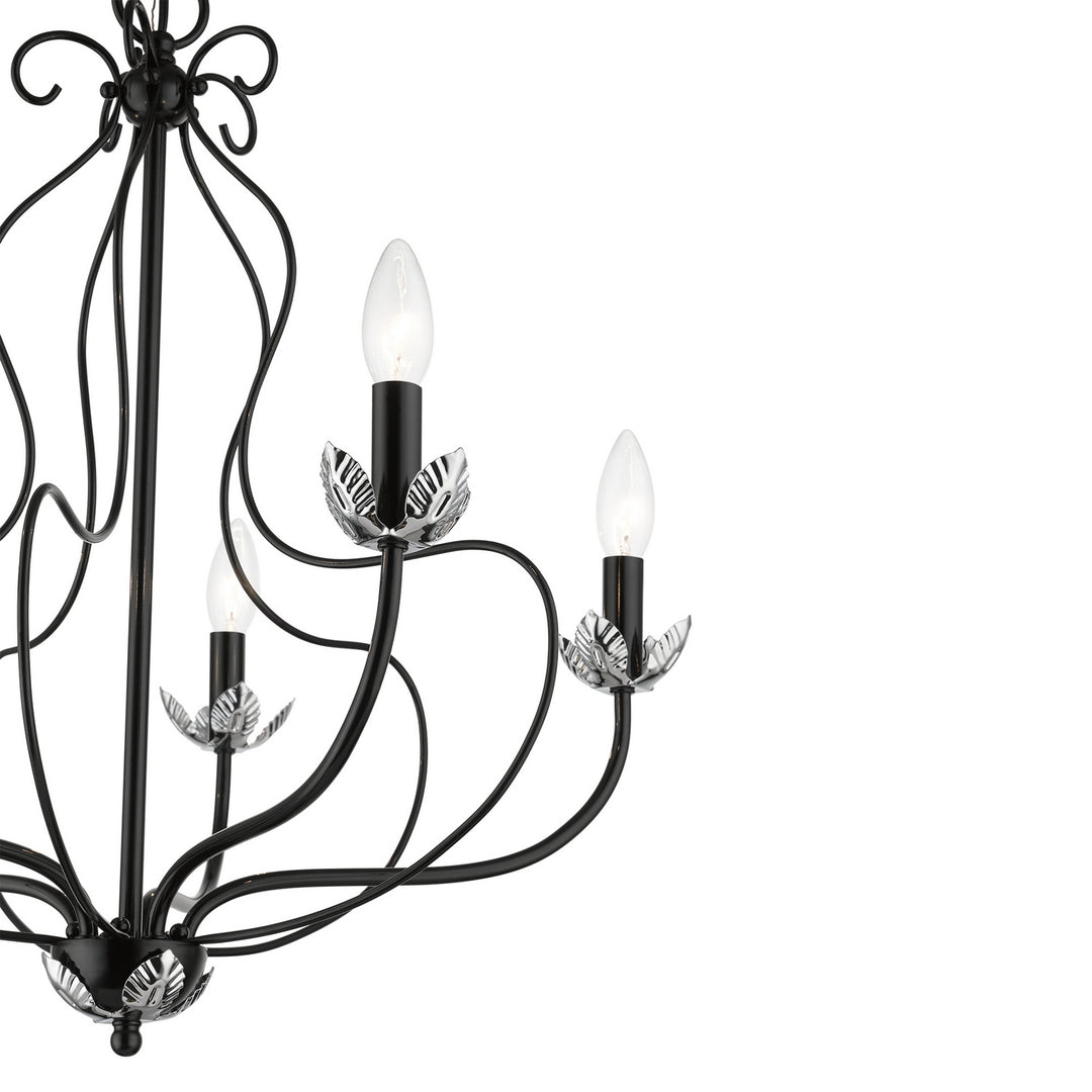Livex Katarina 42905-68 Chandelier Light - Shiny Black w/ Polished Chromes