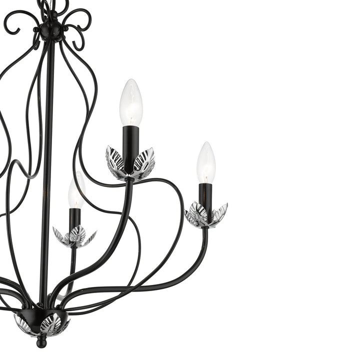 Livex Katarina 42905-68 Chandelier Light - Shiny Black w/ Polished Chromes