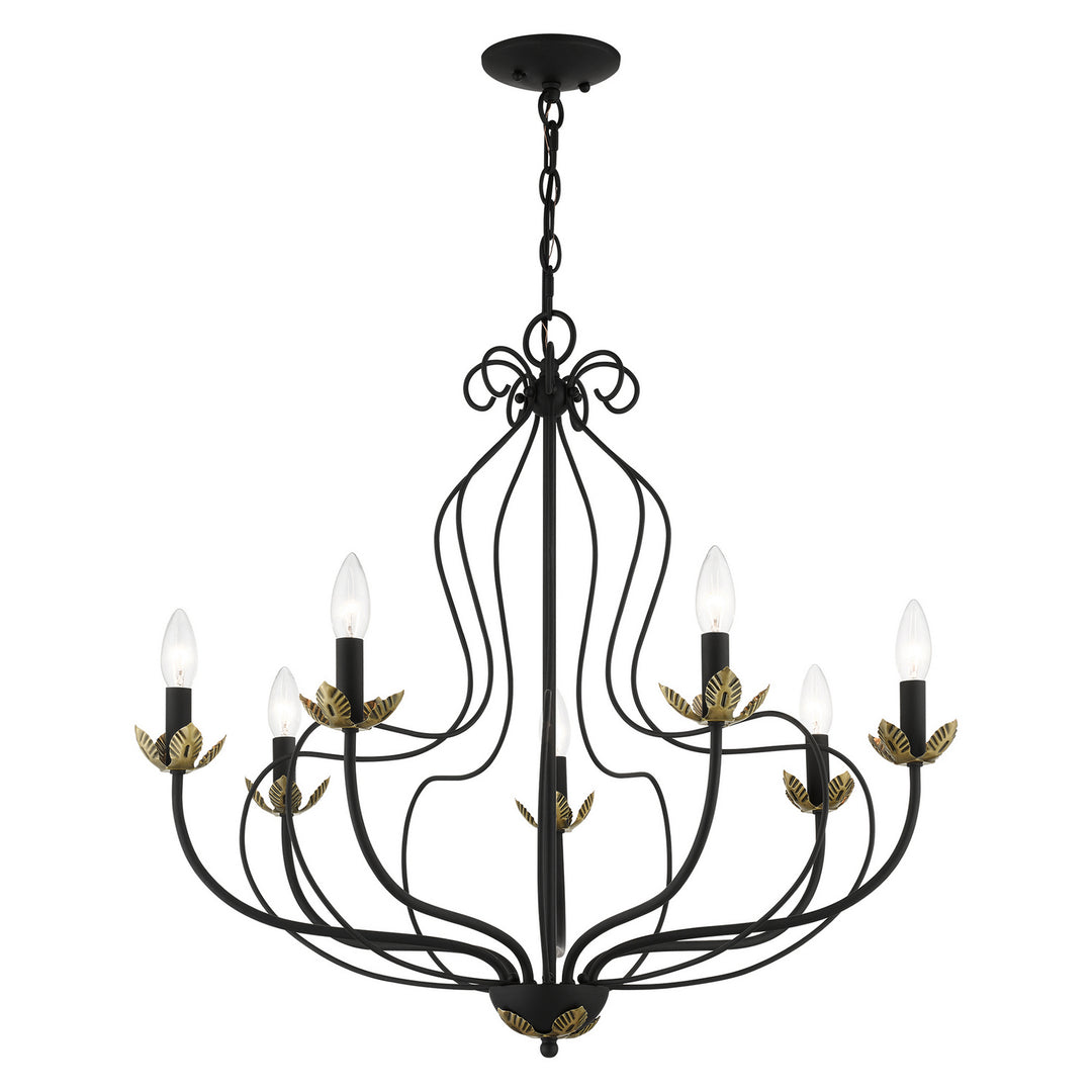 Livex Katarina 42907-04 Chandelier Light - Black w/ Antique Brasss