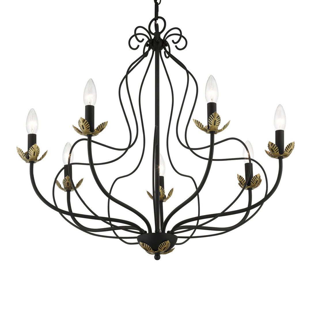 Livex Katarina 42907-04 Chandelier Light - Black w/ Antique Brasss