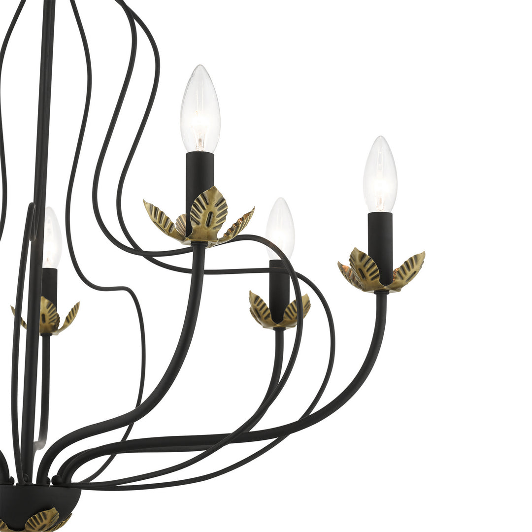 Livex Katarina 42907-04 Chandelier Light - Black w/ Antique Brasss