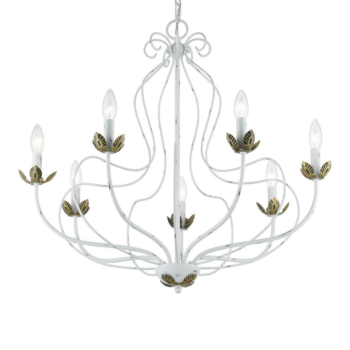Livex Katarina 42907-60 Chandelier Light - Antique White w/ Antique Brasss