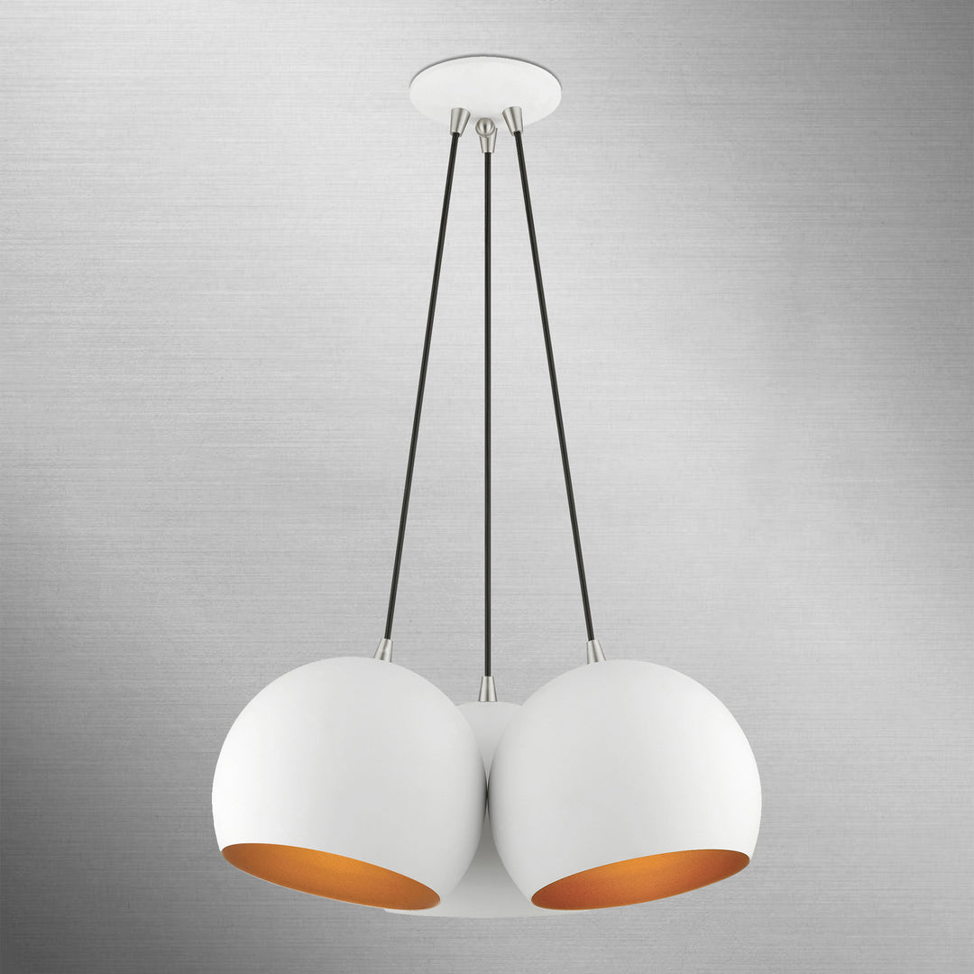 Livex Piedmont 43393-03 Pendant Light - White w/ Brushed Nickels