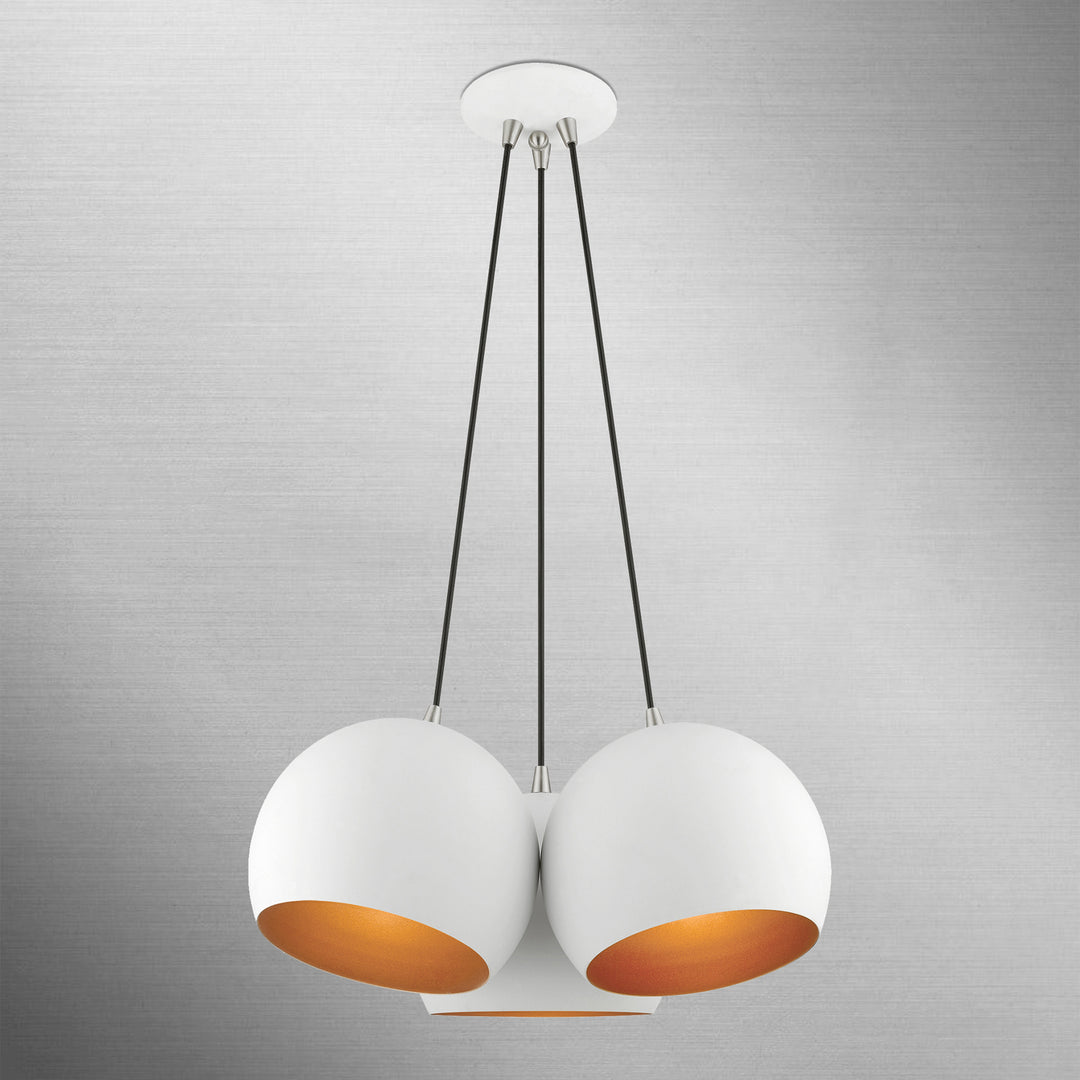 Livex Piedmont 43393-03 Pendant Light - White w/ Brushed Nickels