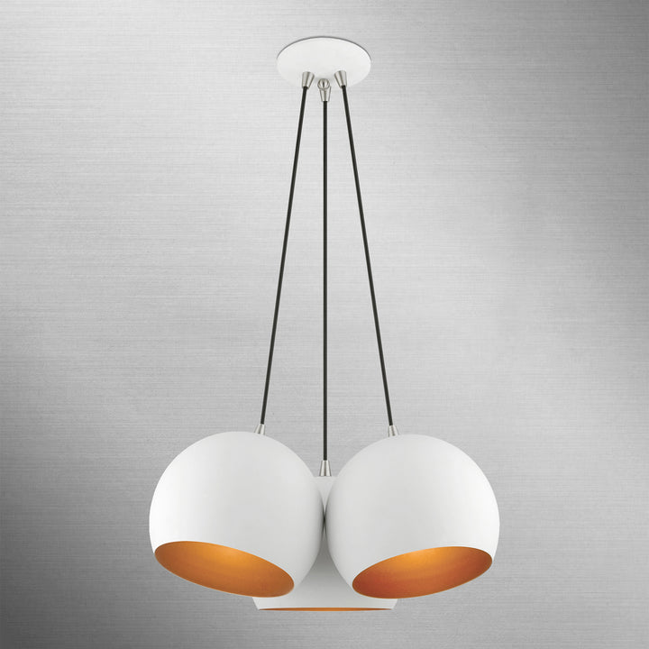 Livex Piedmont 43393-03 Pendant Light - White w/ Brushed Nickels
