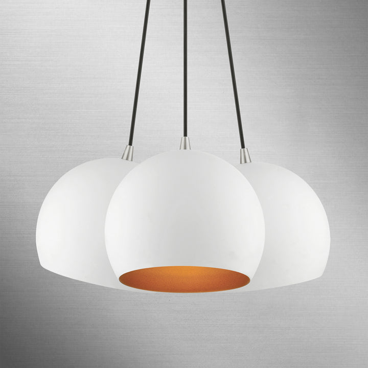 Livex Piedmont 43393-03 Pendant Light - White w/ Brushed Nickels