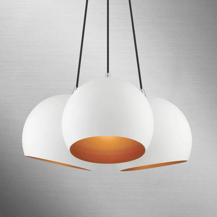 Livex Piedmont 43393-03 Pendant Light - White w/ Brushed Nickels