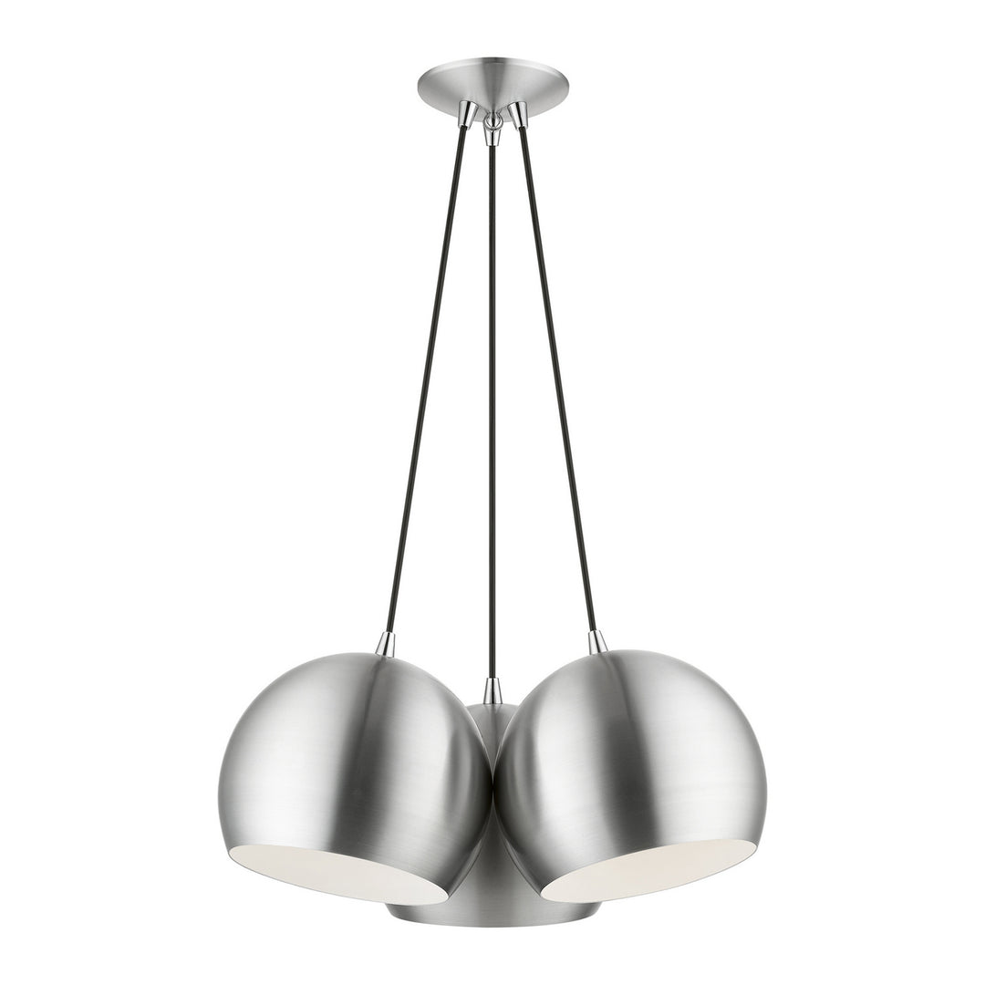 Livex Piedmont 43393-66 Pendant Light - Brushed Aluminum w/ Polished Chromes