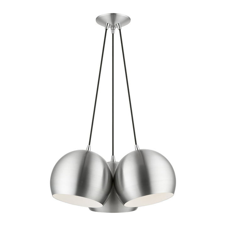 Livex Piedmont 43393-66 Pendant Light - Brushed Aluminum w/ Polished Chromes