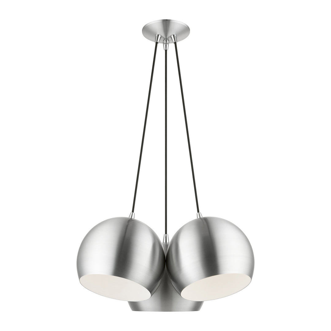 Livex Piedmont 43393-66 Pendant Light - Brushed Aluminum w/ Polished Chromes