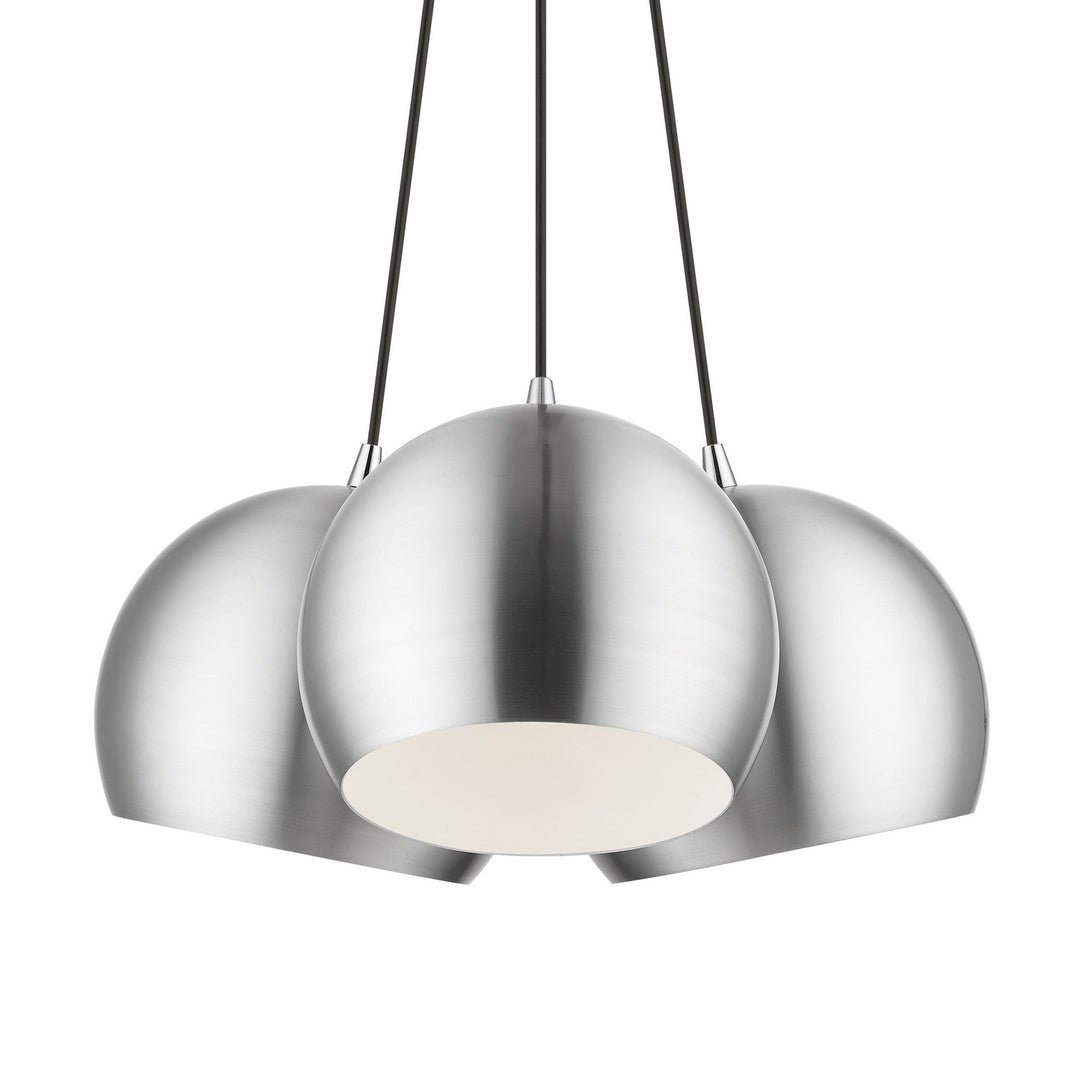 Livex Piedmont 43393-66 Pendant Light - Brushed Aluminum w/ Polished Chromes