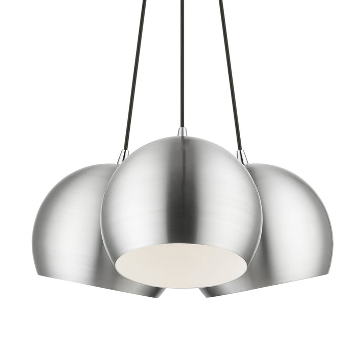Livex Piedmont 43393-66 Pendant Light - Brushed Aluminum w/ Polished Chromes