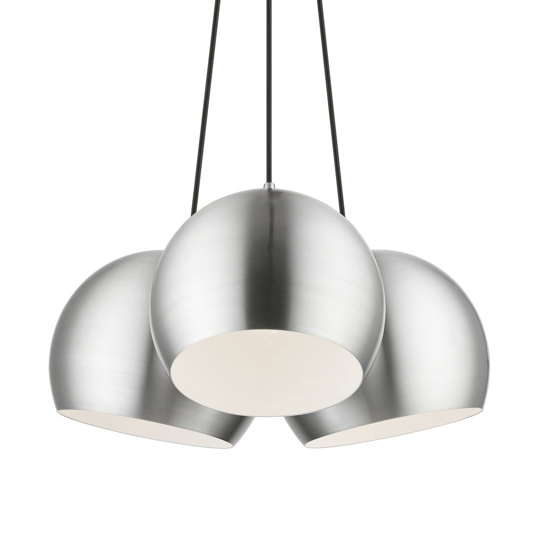 Livex Piedmont 43393-66 Pendant Light - Brushed Aluminum w/ Polished Chromes