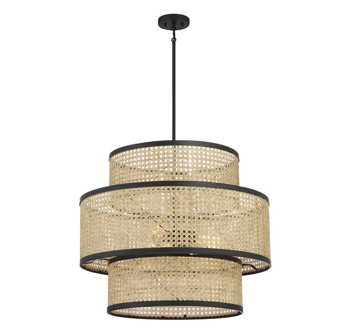 Meridian M7016MBK Pendant Light - Natural Cane with Matte Black