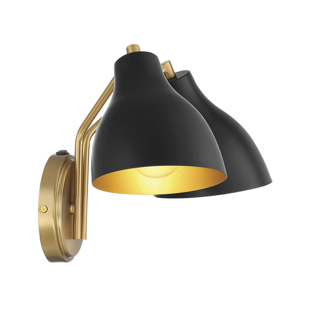 Meridian M90075MBKNB Wall Light - Matte Black with Natural Brass