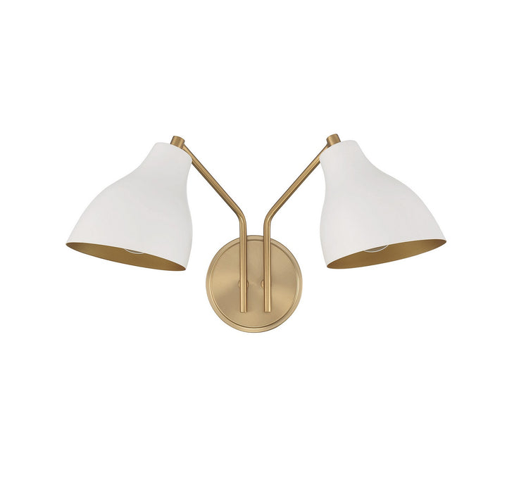 Meridian M90075WHNB Wall Light - White with Natural Brass