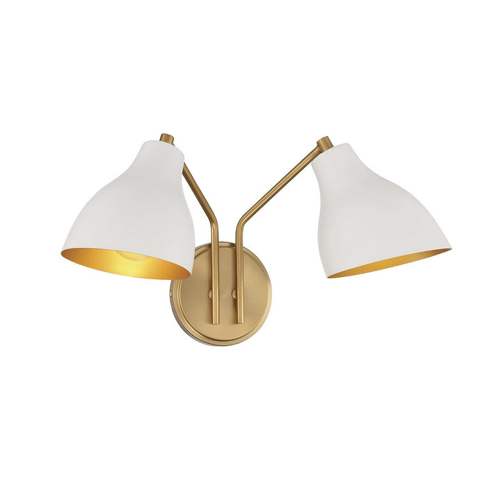 Meridian M90075WHNB Wall Light - White with Natural Brass