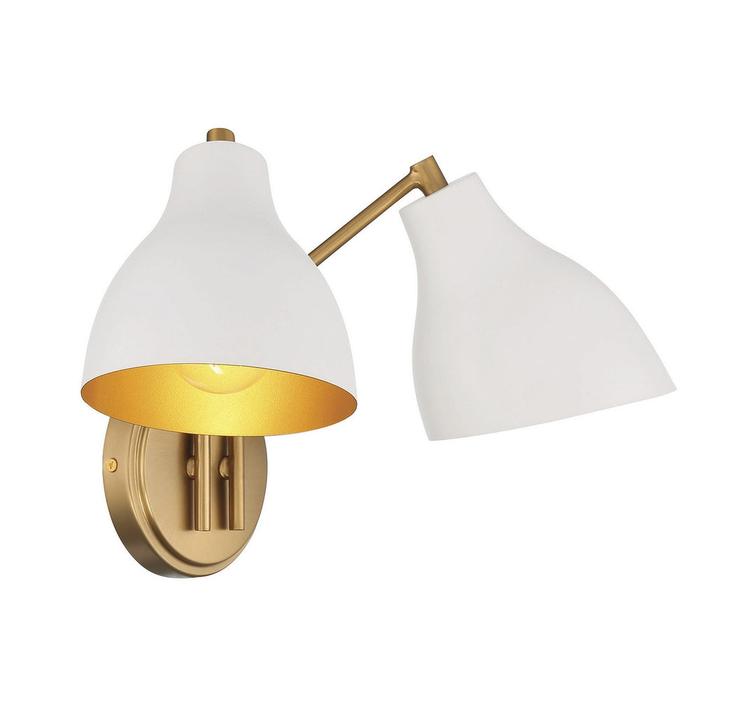 Meridian M90075WHNB Wall Light - White with Natural Brass
