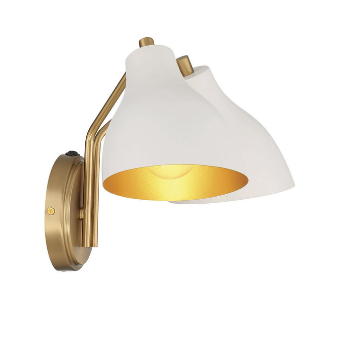 Meridian M90075WHNB Wall Light - White with Natural Brass