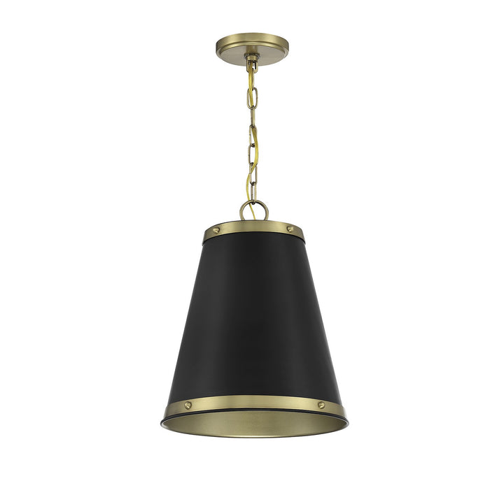 Meridian M7014MBKNB Pendant Light - Matte Black with Natural Brass