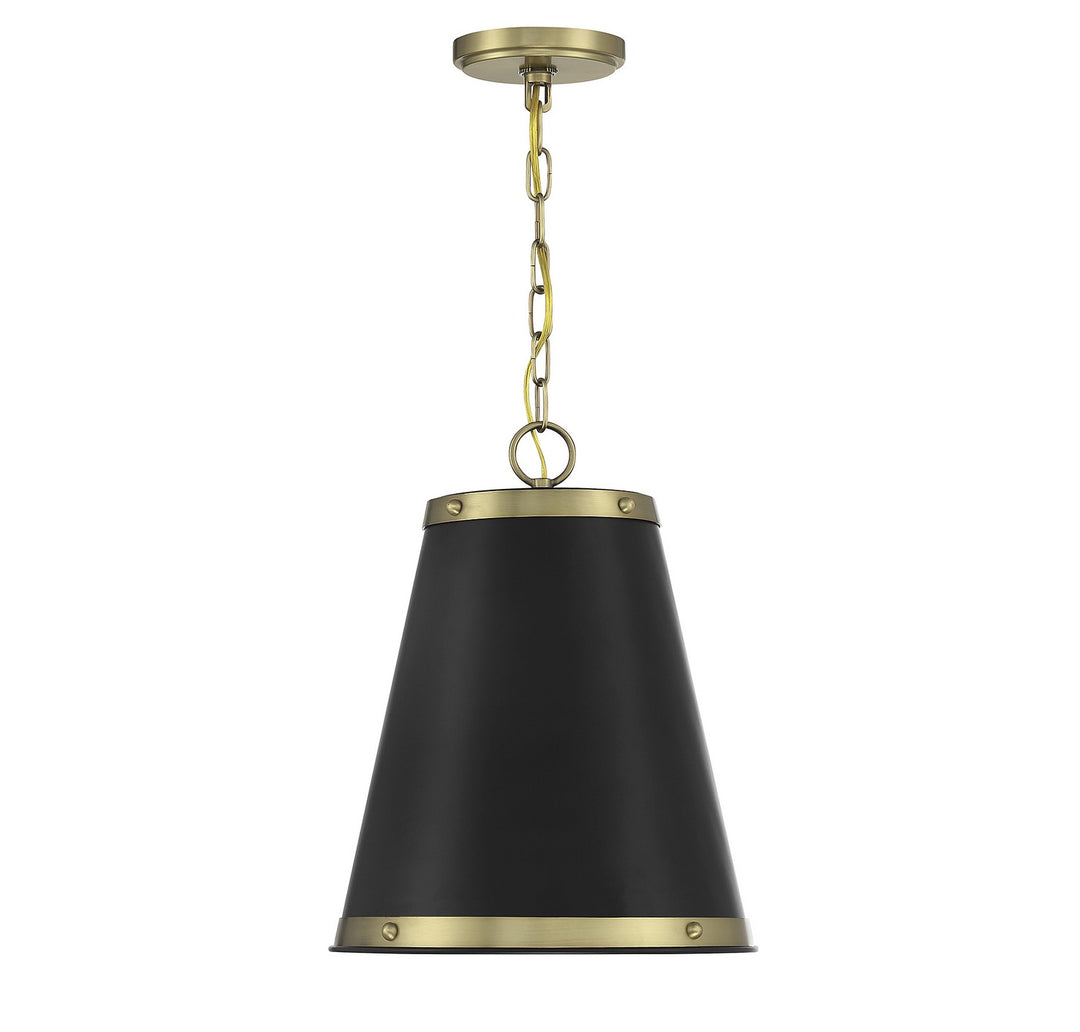 Meridian M7014MBKNB Pendant Light - Matte Black with Natural Brass