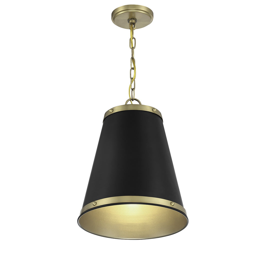 Meridian M7014MBKNB Pendant Light - Matte Black with Natural Brass