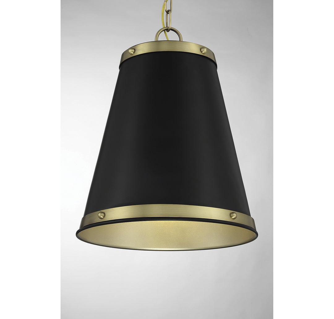 Meridian M7014MBKNB Pendant Light - Matte Black with Natural Brass