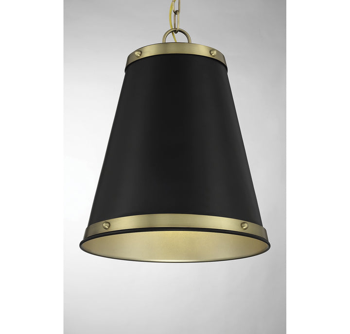 Meridian M7014MBKNB Pendant Light - Matte Black with Natural Brass