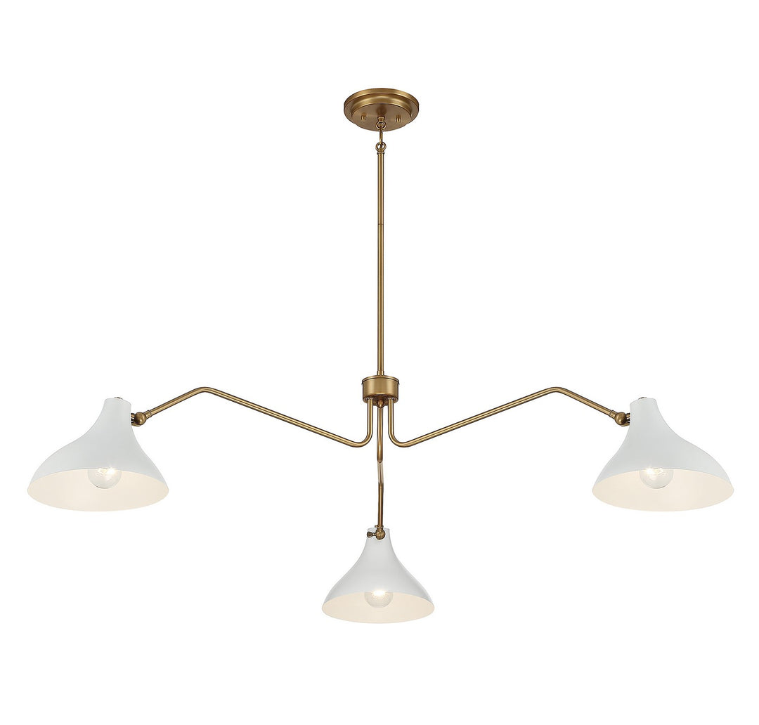 Meridian M7019WHNB Chandelier Light - White with Natural Brass