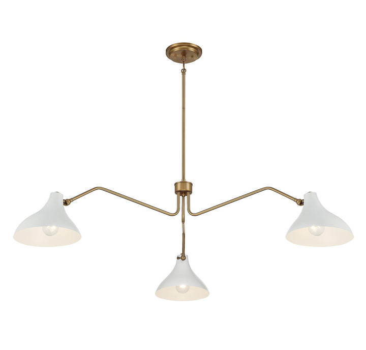 Meridian M7019WHNB Chandelier Light - White with Natural Brass