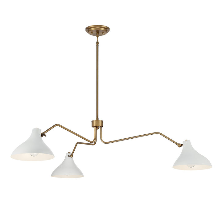 Meridian M7019WHNB Chandelier Light - White with Natural Brass