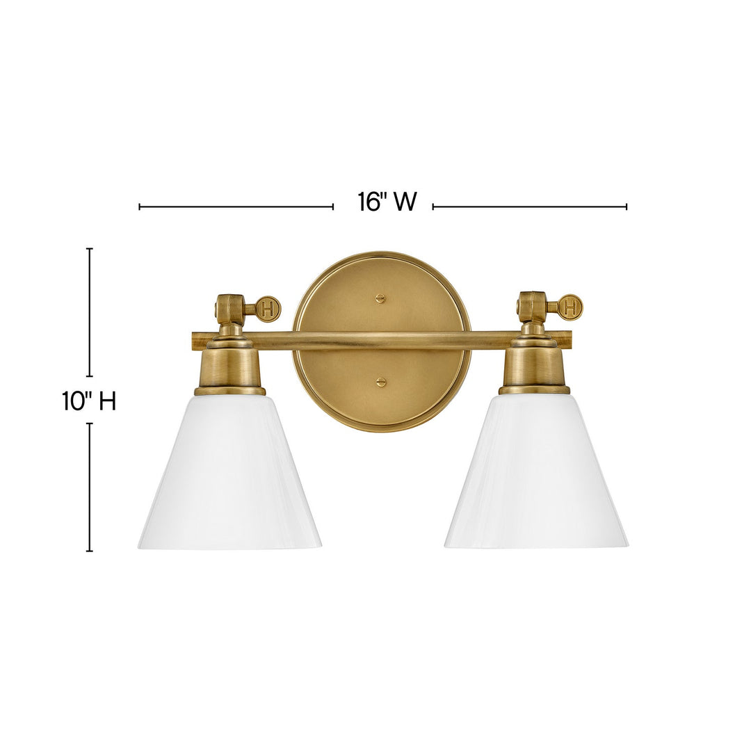 Hinkley Arti 51182HB Bath Vanity Light 16 in. wide - Heritage Brass