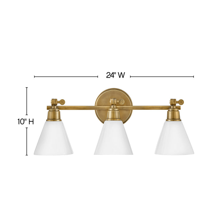 Hinkley Arti 51183HB Bath Vanity Light 24 in. wide - Heritage Brass