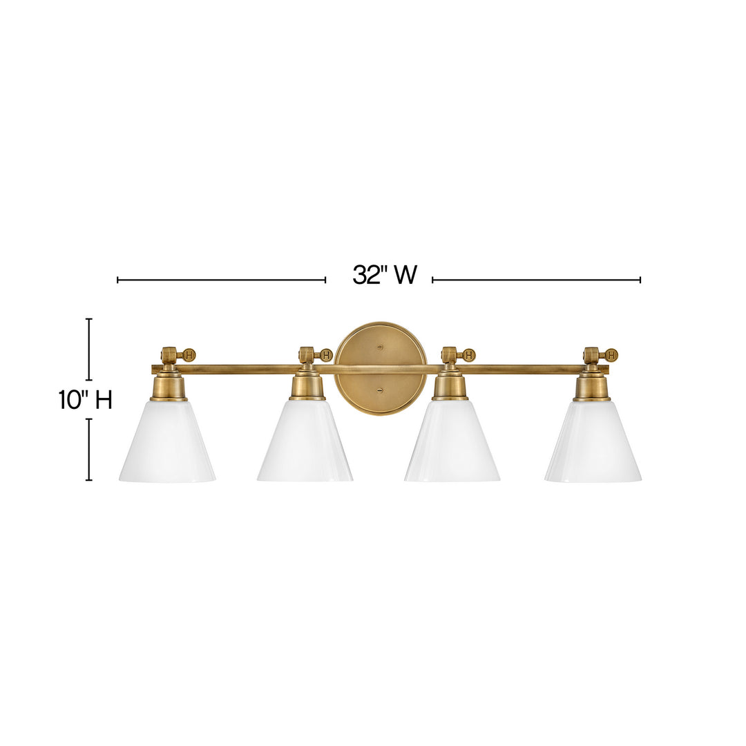 Hinkley Arti 51184HB Bath Vanity Light 32 in. wide - Heritage Brass