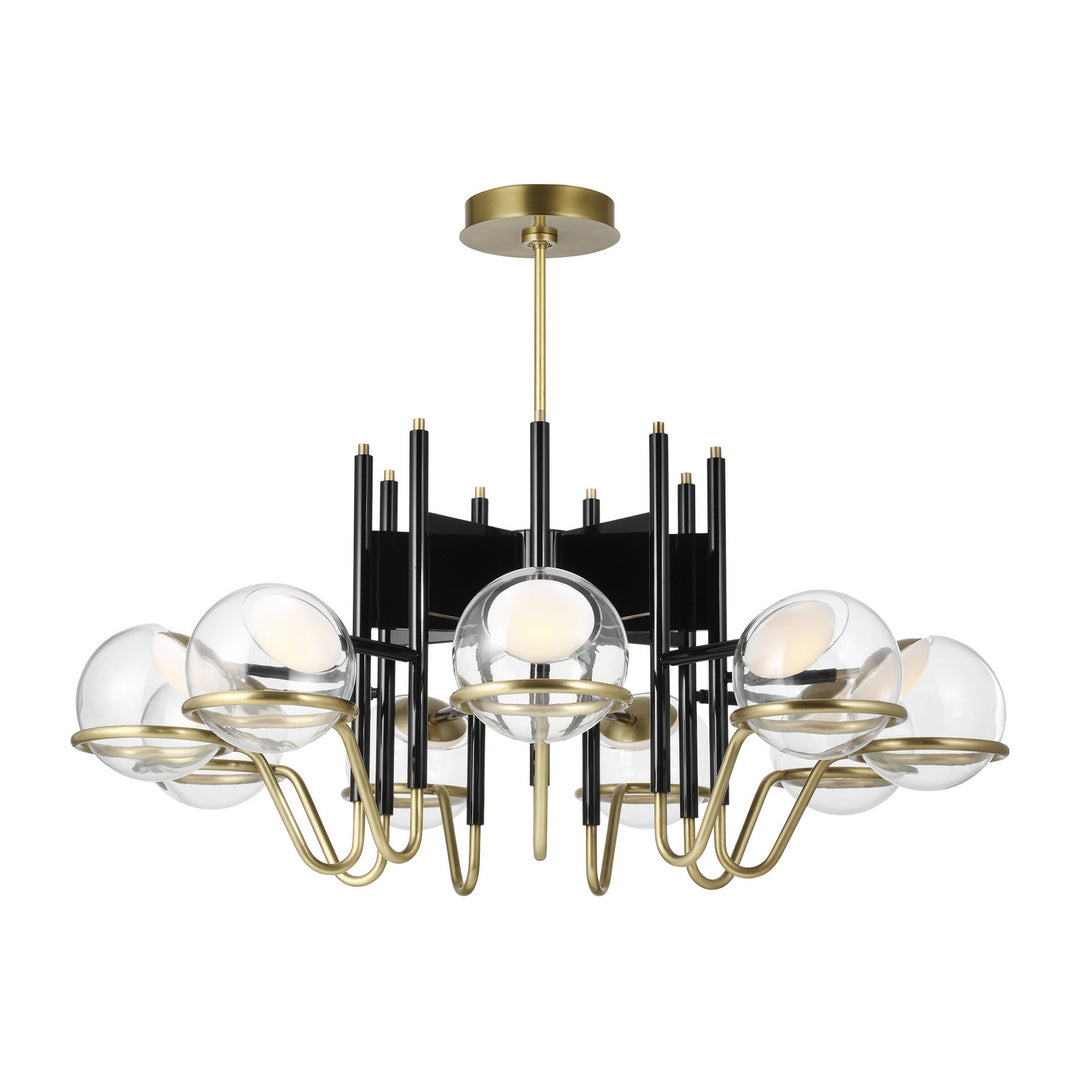 Visual Comfort Modern Crosby 700CRBY9BNB-LED927 Chandelier Light - Glossy Black/Natural Brass