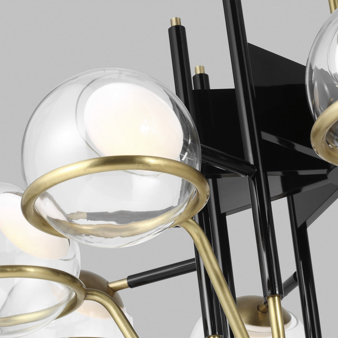 Visual Comfort Modern Crosby 700CRBY9BNB-LED927 Chandelier Light - Glossy Black/Natural Brass
