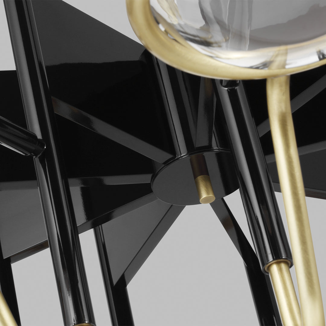 Visual Comfort Modern Crosby 700CRBY9BNB-LED927 Chandelier Light - Glossy Black/Natural Brass