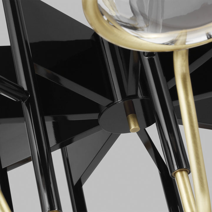 Visual Comfort Modern Crosby 700CRBY9BNB-LED927 Chandelier Light - Glossy Black/Natural Brass