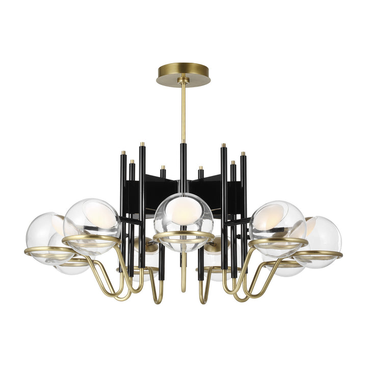 Visual Comfort Modern Crosby 700CRBY9BNB-LED927-277 Chandelier Light - Glossy Black/Natural Brass